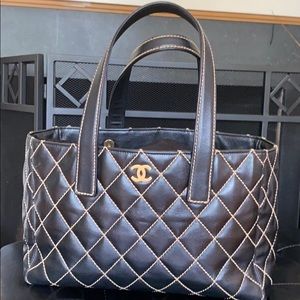 Authentic Chanel Surpique Tote Leather Stitches